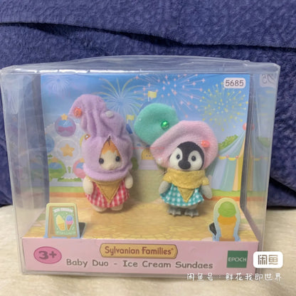 Original Sylvanian Families Anime Girl Figures Baby Raincoat Easter Fruit Kawaii Cute Room Decoration Christmas Gift For Kid Toy
