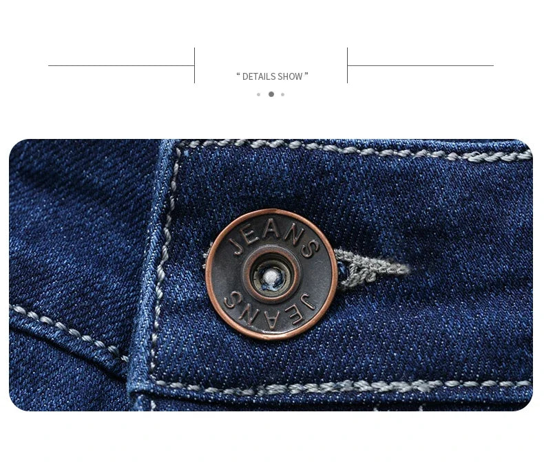 2025 Spring Autumn Men's Straight Jeans Denim Pants Classic Style Business Stretch Casual Trousers Large Size 40 42 44 46