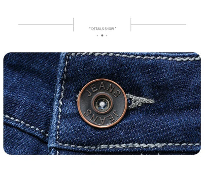 2025 Spring Autumn Men's Straight Jeans Denim Pants Classic Style Business Stretch Casual Trousers Large Size 40 42 44 46