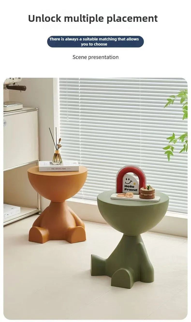 Mesa auxiliar de sofá de dibujos animados de lujo, ligera, creativa, de cabeza plana, pequeña, de plástico, para el hogar