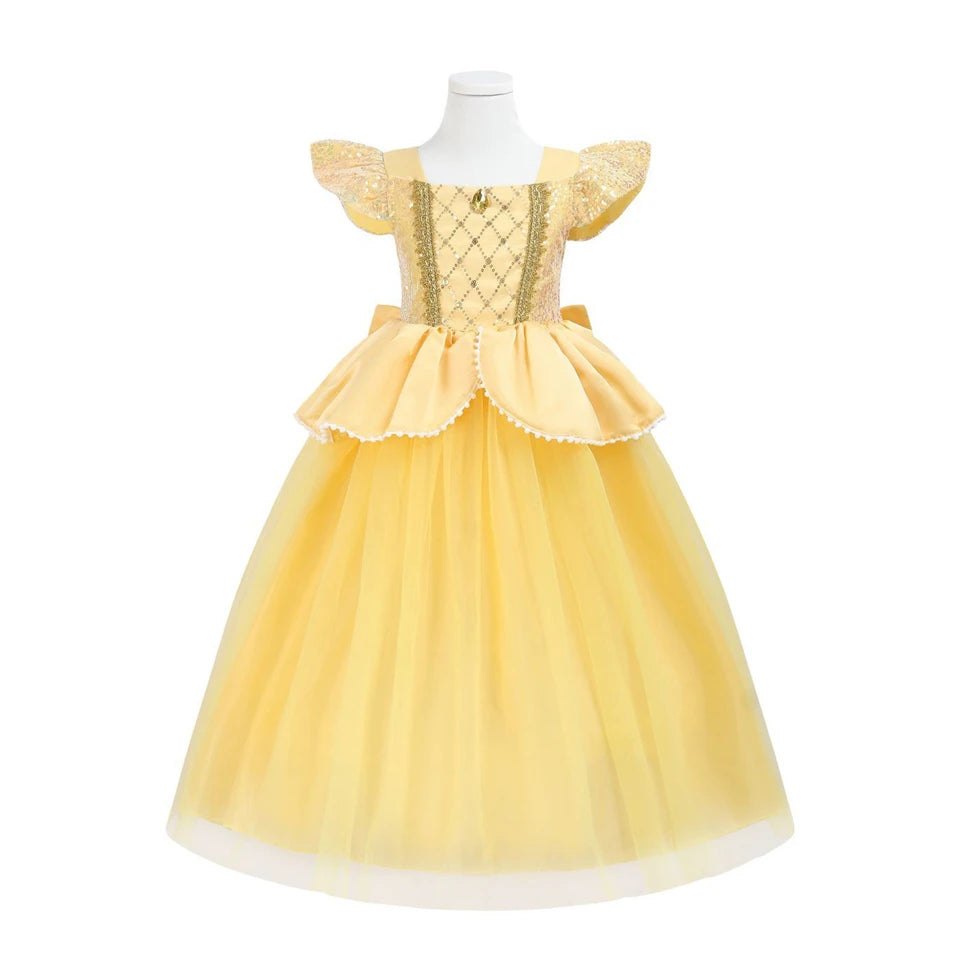 Children's Halloween Role Play Fairy Princess Belle Dress Xmas Carnival Masquerade Performance Birthday Party Fancy Girl Clothes