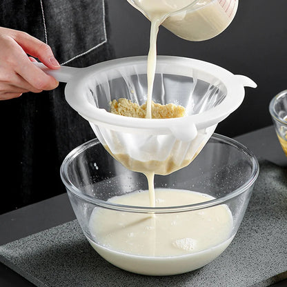 Filtro de cocina de malla 200, colador de malla fina, colador de nailon, cuchara de plástico para leche de soja, jugo, yogur, colador de alimentos, utensilios de cocina