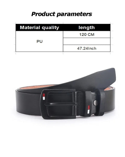 Fashion And Classical PU Alloy Square Buckle Belts Business Versatile Leisure Belts Black For Men Jean Pants Waistband ремень