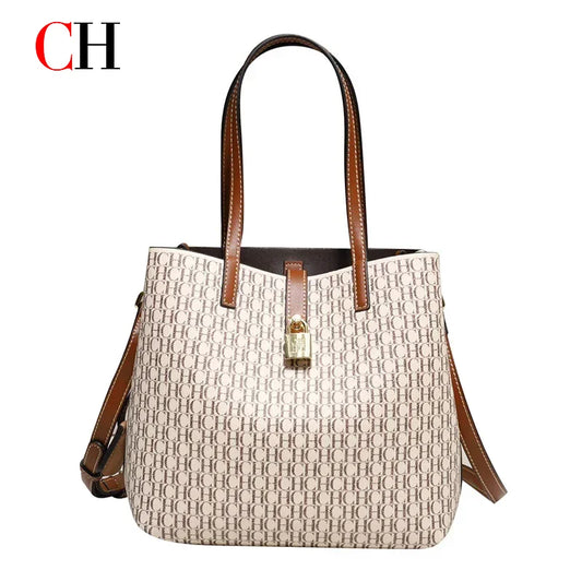 CH Women's Large Capacity Handbag Daily Commuting High-end Versatile PU Material Letter Printed Design Women's Crossbody Bag