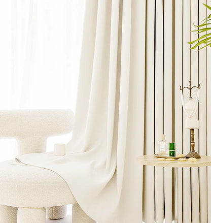 French Chenille Cream White Velvet Curtain Modern Simple Blackout Curtains for Living Dining room Bedroom Tulle Customization
