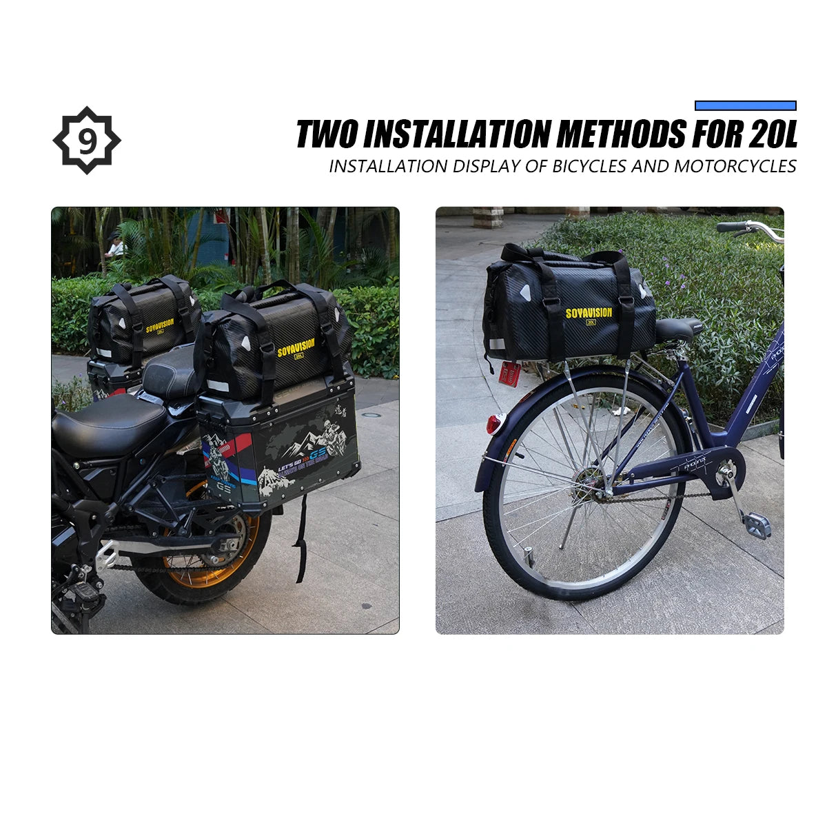 SOYAVISION 20L 50L 70L 80L 100L Motorcycle Waterproof Tail Bag Travel Outdoor Luggage Bag Motorcycle Seat Bag
