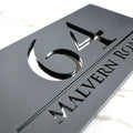Matte Black Gray Personalized Laser Cut Large Acrylic Modern 3D Floating House Number sign Outdoor Street Family Name Plaque Are