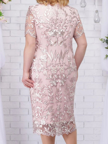 Vestidos de verano de talla grande 4XL y 5XL para mujer, para invitadas de boda, de manga corta, con encaje floral, elegantes, ajustados, para fiesta formal. 