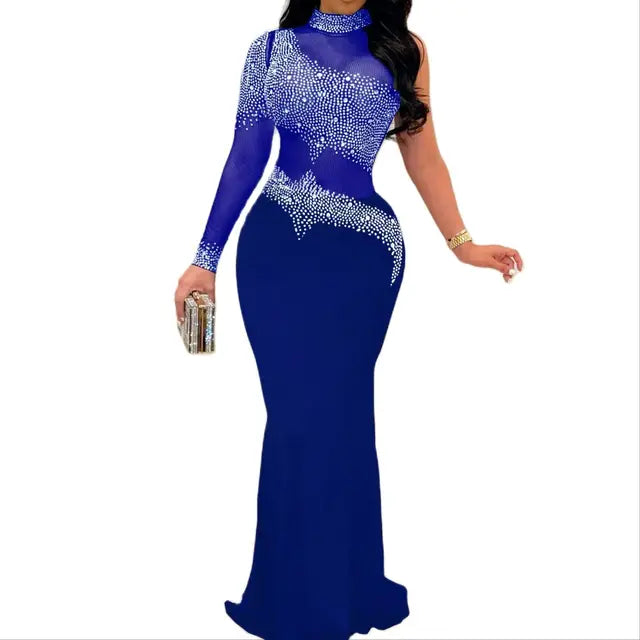 Vestido feminino de festa com strass puro, tamanho grande, elegante e bonito, veste de noite feminina, jantar de baile, verão