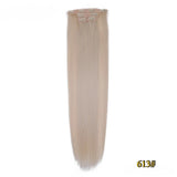 Kit 4 peças extensões de cabelo liso 60cm clip in aplique sintético ombre castanho e louro