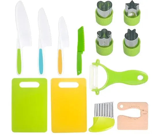 Conjunto de ferramentas de cozinha para crianças, faca plástica, facas de frutas, descascador, acessórios de cozinha, para crianças