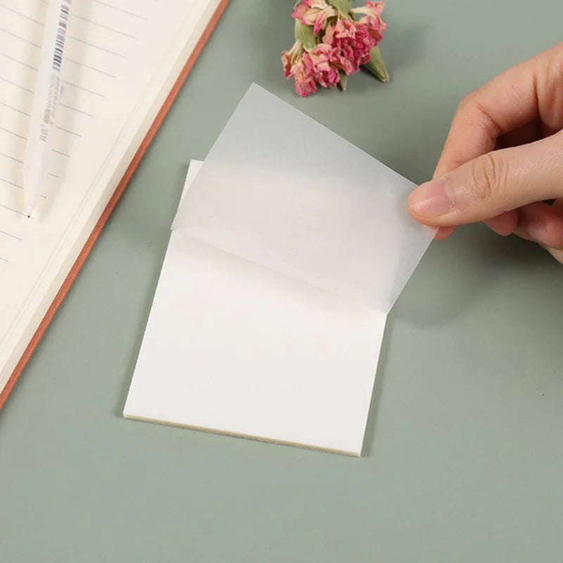 50 Sheets Creative Transparent PET Waterproof Sticky Note Pads Notepads Post-its for School Stationery Office Supplies