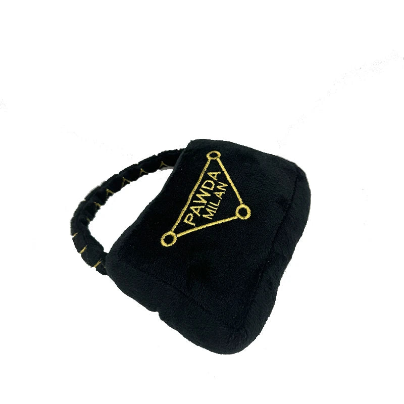 Juguetes negros de lujo para perros, regalos de cumpleaños para mascotas, accesorio para masticar cachorros, bolso, hueso, juguetes chirriantes para cachorros.