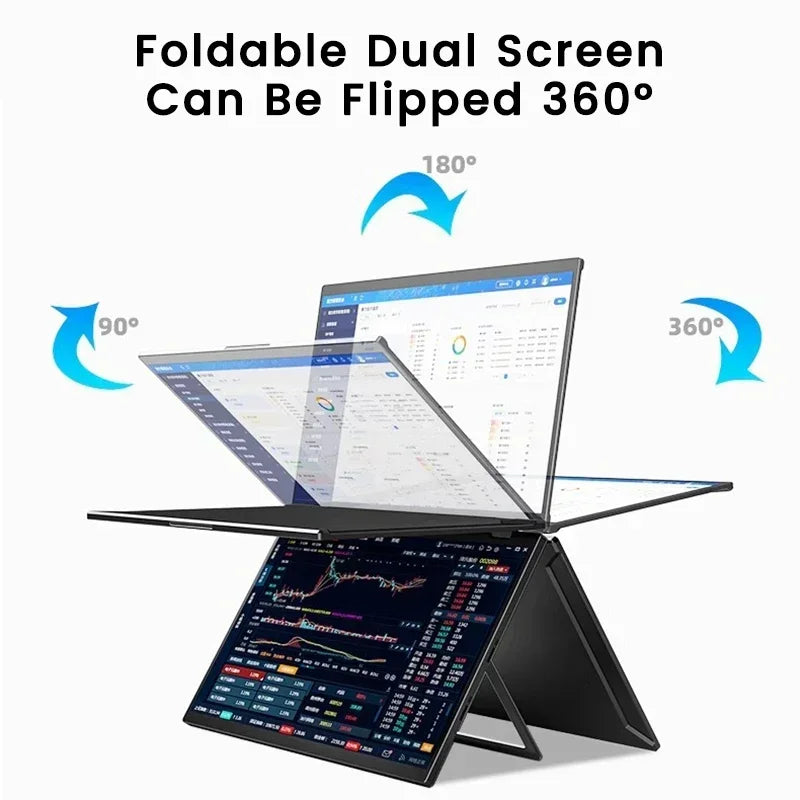 2025 15.6 Dual Screen 1920*1080P 60Hz Touch/Non-Touch Portable Monitor IPS Low Blue Light Eye Protection 360° Folding Drive-free