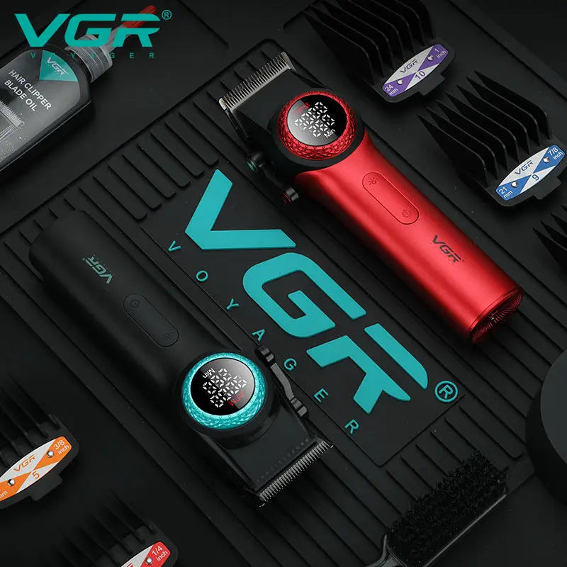 VGR 001 977 new hair trimming set high-end men's hair clipper intelligent digital display electric carving and whitening trimmer