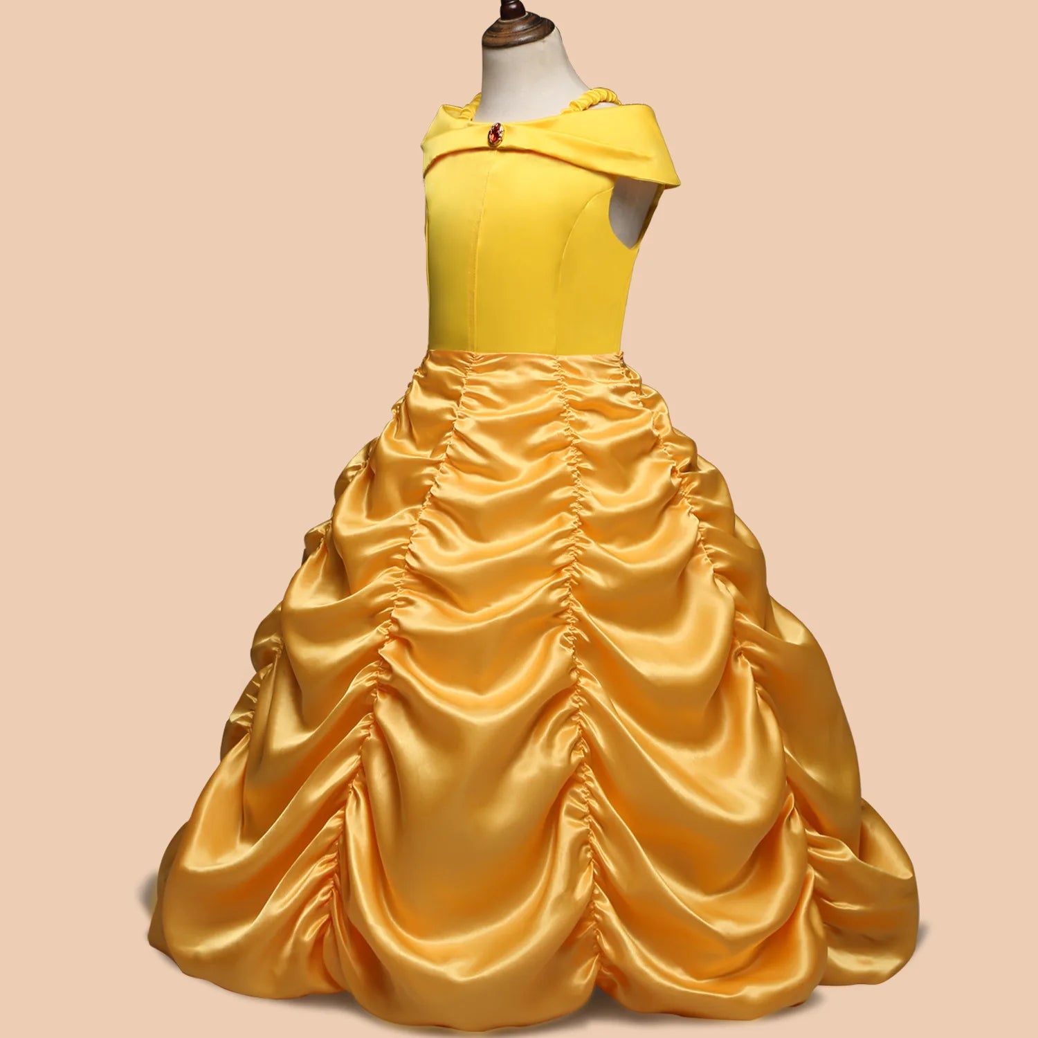 Disney Girls Cosplay Belle Princess Dress for Kids Beauty and The Beast Costumes Children Birthday Party with Flower Clothes