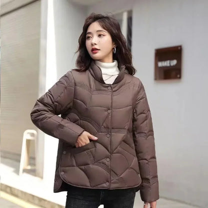 Autumn Winter 2024 New Chinese Korean Female Stand Collar Ultra Lightweight White Duck Down Coat Fashion Outerwear Women Jackets