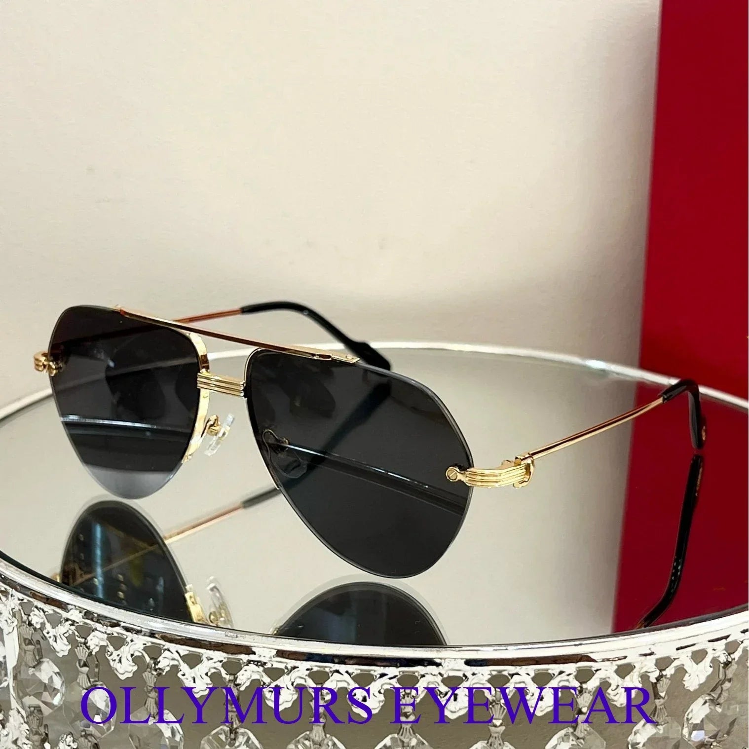 Ollymurs  Frameless Brushed SunglassesDesigner CT0427S CAR Card Home New Men's Comfortable Fashion Anti-ultraviolet Sunglasses