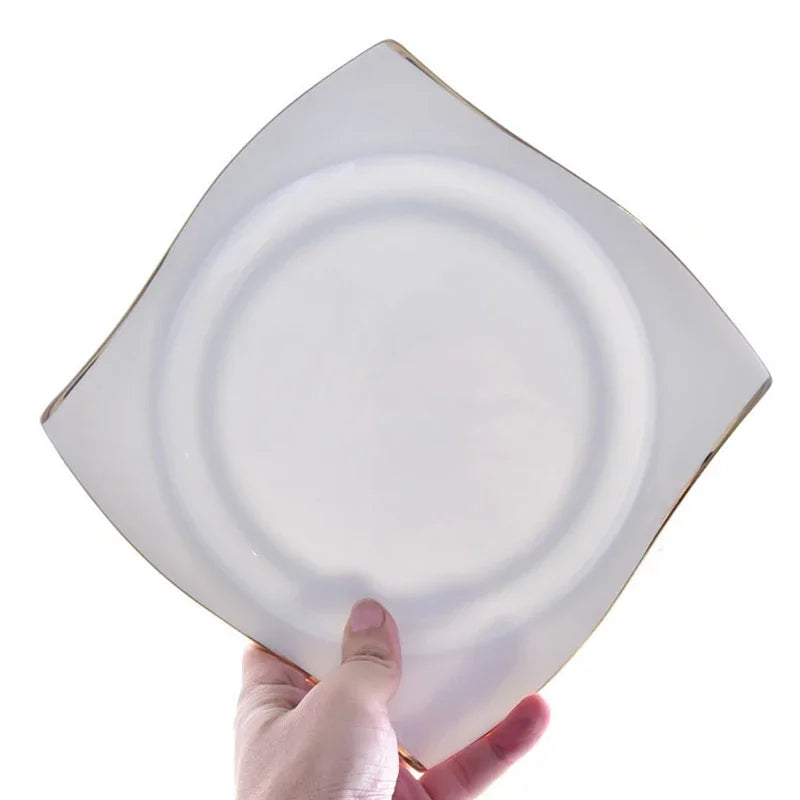 Ceramic Square Plates and Bowl Set Dinner Set Plates and Dishes Bone Porcelain Tableware Phnom Penh Cutlery Kitchen Accessories