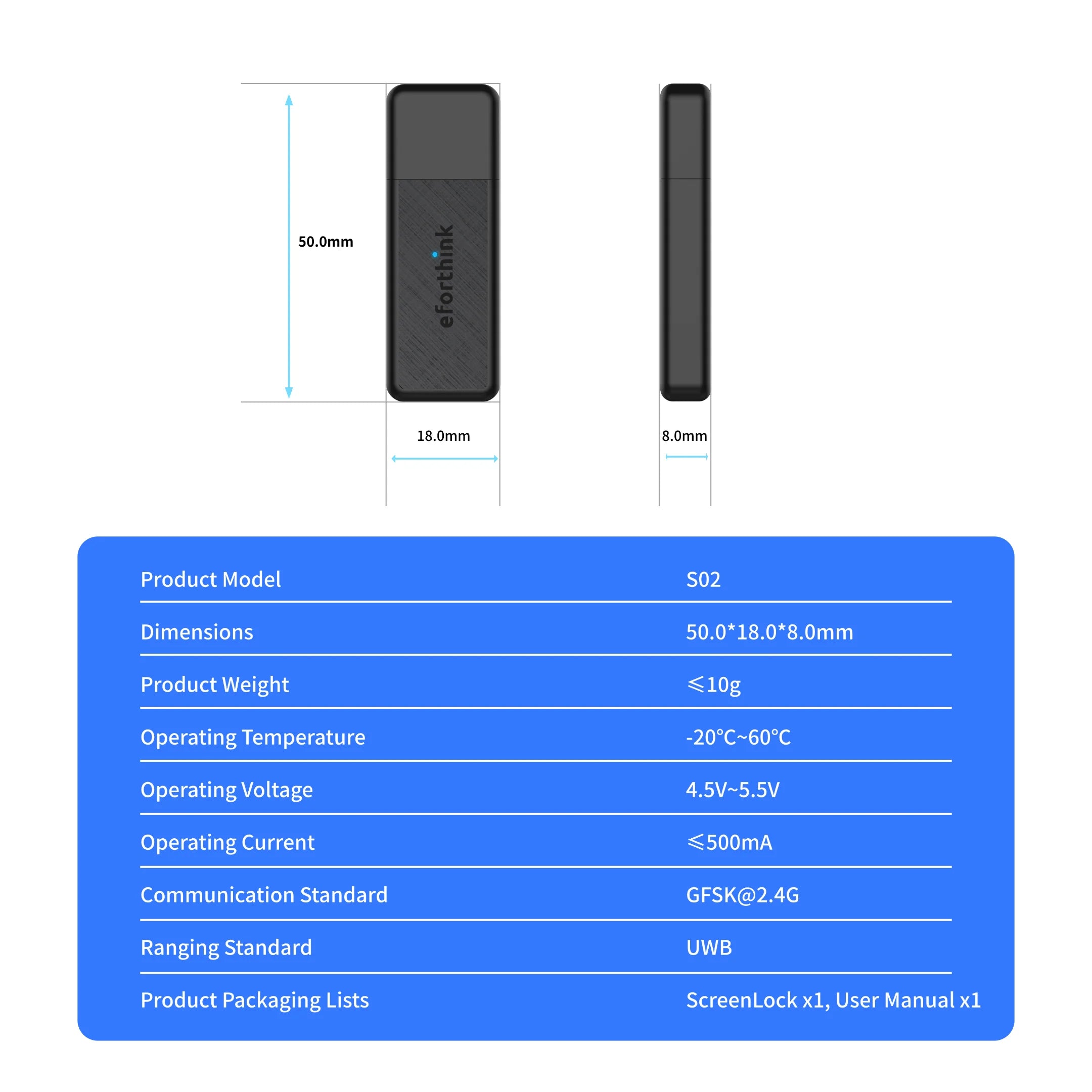 EforLink Computer Touchless ScreenLock, Automatic Locking, UWB High-Precision Ranging, USB Security Key, Windows Security Key