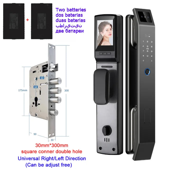 3D Face Recognition Unlock Digital Door Lock With Camera FINgerprint Password Unlock Keyless Electronic Door Lock