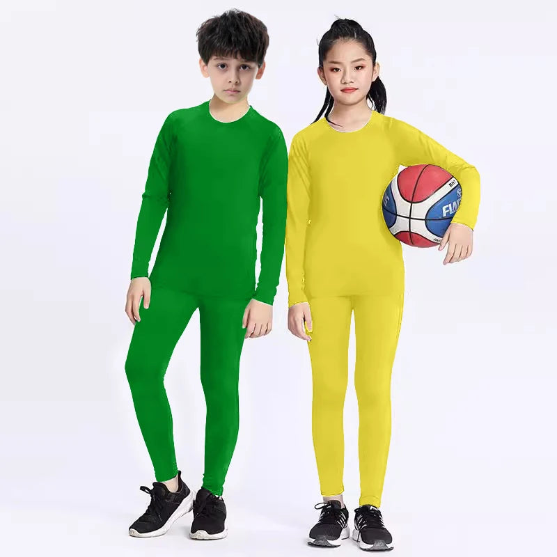 Kids Football Sets Children Boy Students Fitness Basketball Running Exercise Training Sports Soccer Top Tee + Legging Pants H08