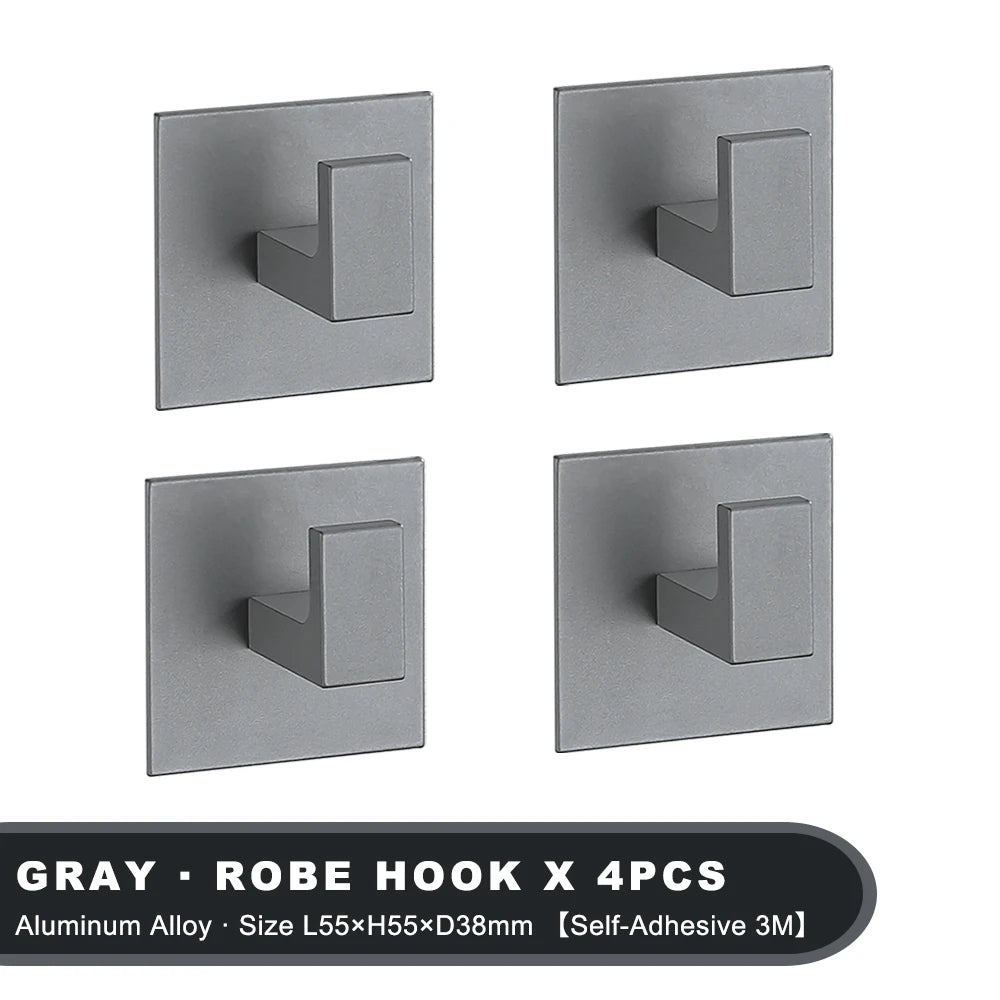 Black Self-Adhesive Wall Hooks For Hanging Keys Clothes Hanger Door 3M Robe Hook Coat Rack Towel Holder Bathroom Accessories