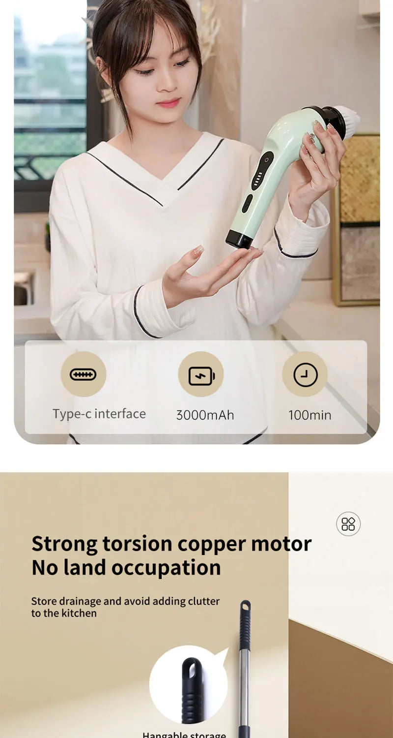 Cepillo de limpieza eléctrico 9 en 1, fregador giratorio eléctrico, herramientas de limpieza eléctricas, aparatos de limpieza para salón, cocina y baño.