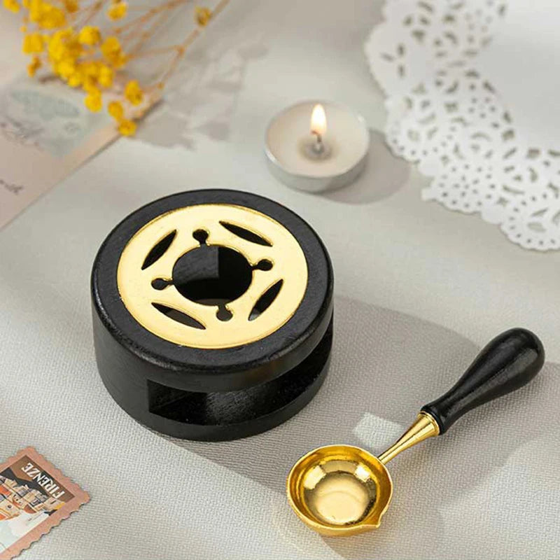Sealing Wax 1 Set of Spoon Sealing Wax Furnace Stove Pot Seal Decorative Craft Gift Solid Wood Wax Stamp Craft Supplie SB002