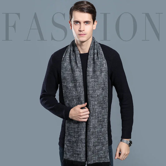 Designer Brand Plaid Men's Cashmere Scarf Winter Warm Scarves Shawls Casual Business Long Wraps Pashmina Christmas Gift for Man