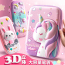 3D Pencil Case EVA Stationery Box School Supplies Pink Unicorn Pen Bag Ruler Storage Eraser Holder Pouch Rabbit Organizer INS A