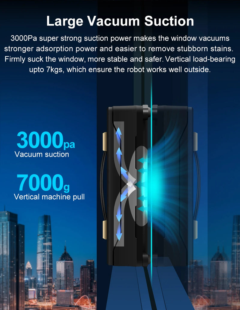 ABIR WD8 Robot Window  cleaner, Dual Water Spray,Smart Memory,High Vacuum Suction, Laser Sensor, Home Wall Glass Cleaning Robot