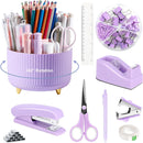 Desktop Office Stationery Set with Stapler Tape Dispenser Scissors Staple Remover for Home School Supplies