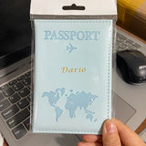 Funda de pasaporte personalizada con nombre en color dorado, billetera de viaje para hombre y mujer, porta pasaporte personalizable con nombre, tarjetero de presentación