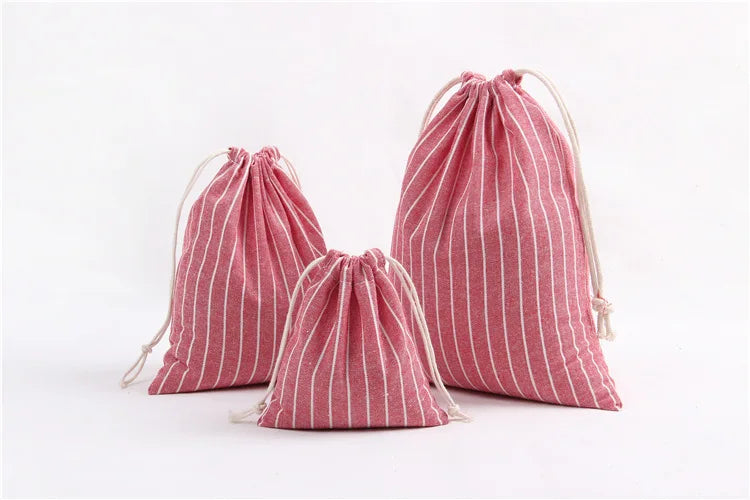 Cotton Linen Drawstring Cosmetic Bag Christmas Gift Package Makeup Storage Bags for Travel Wedding