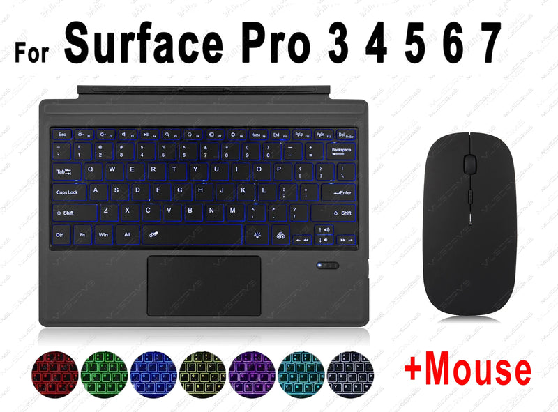 Trackpad Keyboard for Microsoft Surface Pro 3 4 5 6 7 8 9 X Backlit Russian Spanish Arabic Portuguese French Hebrew Keyboard