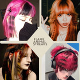 New Stripe Printed Clip-in Hair Extensions Synthetic Straight Hair Highlights Colorful 18 Inch Wig Hairpieces for Girls