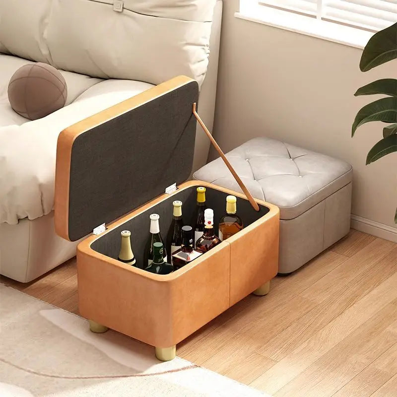 Home Door Shoe Stool, Large Capacity Storage Box, Long Wooden Storage Stool, Living Room Stool, Bathroom Footrest, Furniture