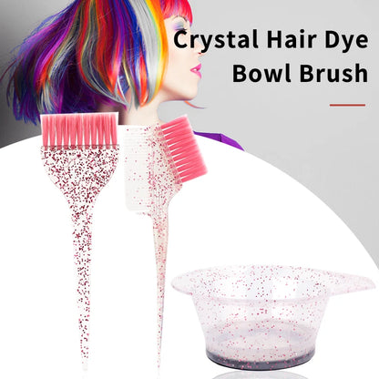 3 profissional salão de beleza tintura de cabelo cristal glitter conjunto tigela de tintura de cabelo, escova de cabelo e tigela ferramentas, acessórios de penteado de salão de beleza