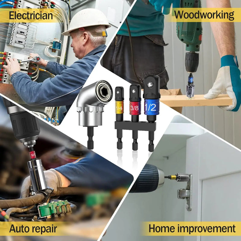 Impact Grade 105 Degree Angle Screw Driver Socket Holder Adapter for Screwdriver Bit Power Hand Tool Part Nut Attachment