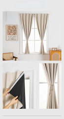 Convenient No Drilling 100% Blackout Short Curtains for Living Room Bedroom Bay Windows Blinds Easy Install Door Kitchen Decor