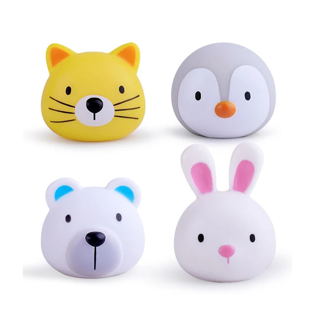LED Light Up Brinquedos para crianças Brinquedo de banho de animais fofos Flutuador de borracha macia Pato luminoso de indução para natação Presentes engraçados