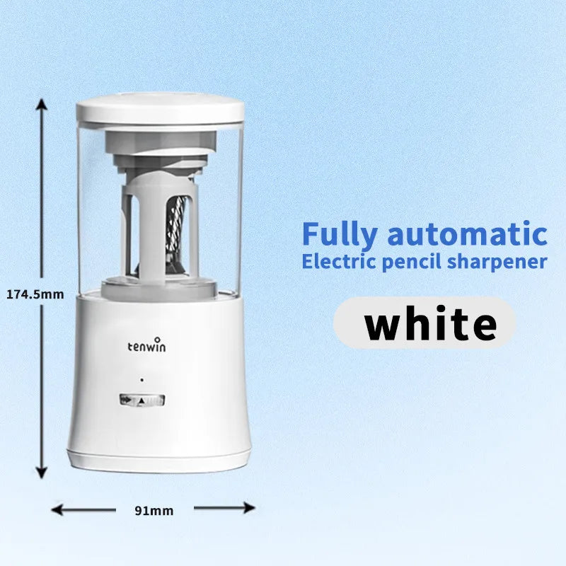 Tenwin Automatic Pencil Sharpener Electric Pencil Sharpener for Kids Rechargeable Rotary plug in USB Pencil Sharpener Stationery