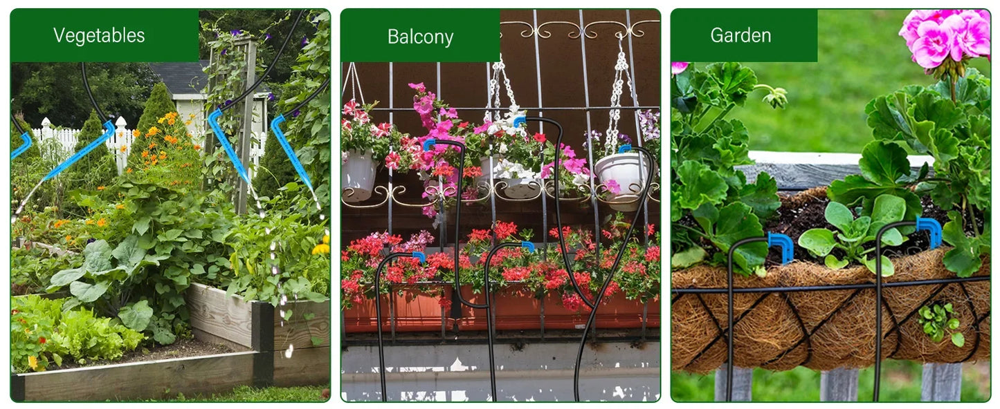 Sistema de riego solar para jardín y balcón. Sistema de riego automático por goteo. Sistema de riego de jardín DIY. Riego por goteo con manguera.