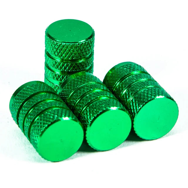 Dsycar 4pcs prata pneu de carro válvula hastes cap knurling estilo pneu tampa da válvula de alumínio haste da roda do pneu tampa da válvula de ar para nós schrader