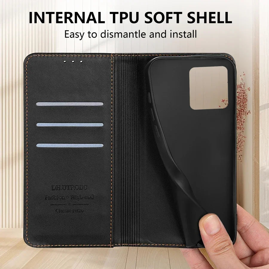 Wallet Skin friendly Magnetic Card Slot Flip Leather Case For Xiaomi 14T 13T 11T Poco X6 C65 C75 Redmi 14C 13C 13 12C 10C 9A 9C
