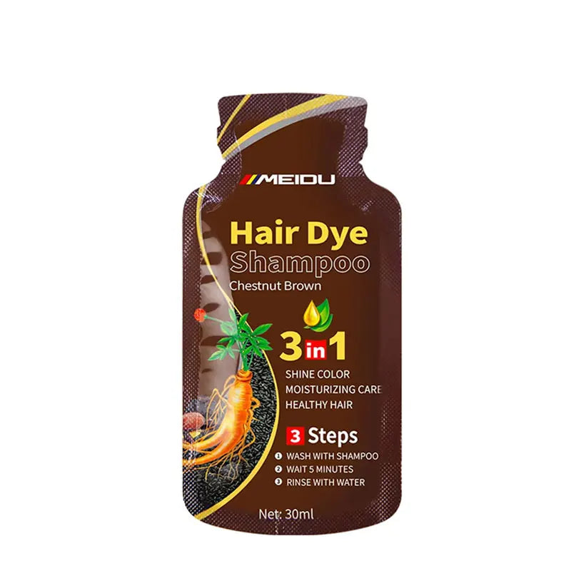 Shampoo de Coloração Capilar 3 em 1 (30ml) – Escurecimento Instantâneo de Cabelos Grisalhos para Preto – Com Polygonum Multiflorum (Cobertura Natural) para Mulheres