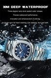POEDAGAR Square Luxury Men Wristwatch Waterproof Luminous Date Stainless Steel Male Clock Business Sports Quartz Watches For Men