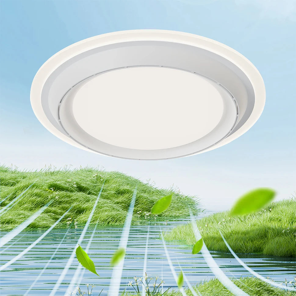 Modern Ceiling Fan with Light Simple Smart Bladeless Electric Fan Remote Control Dimming Silent Timing Light Home Cooling Fan