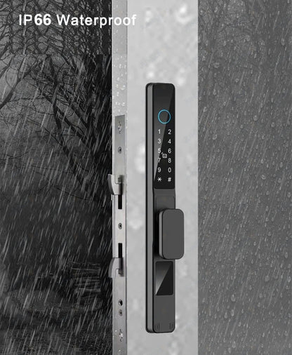 Waterproof Sliding Door Smart Lock TTLock App Alexa Fingerprint Digital Code RFID Card Anti-Lock Aluminum Glass Electronic Lock